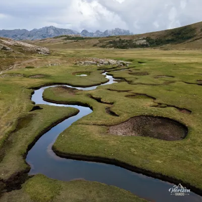 Pozzines at Lac de Nino (drone shot) Pozzines at Lac de Nino (drone shot)