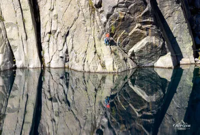 Grimpeurs au lac de Capitello Lac de Capitello