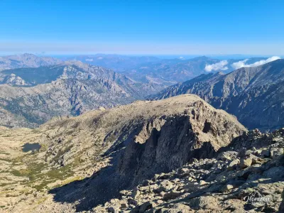 Lac de l'Oriente on the left and Restonica valley Lac de l'Oriente on the left and Restonica valley