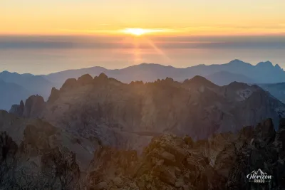 Sunset from the summit of Rotondo, Lake Capitello in the center Sunset from the summit of Rotondo, Lake Capitello in the center