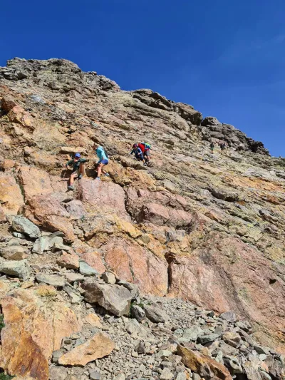 Passages très escarpés entre la pointe des éboulis et le sommet du Cinto