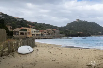 Campomoro beach and Genoese tower Campomoro beach and Genoese tower