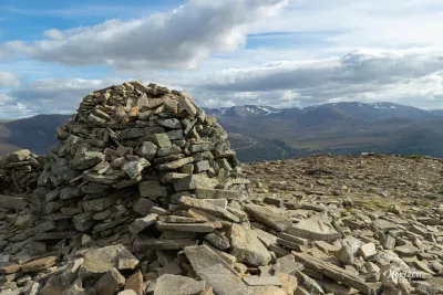 Cairn at the summit of Meall a' Bhuachaille