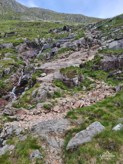 Very steep descent in places Very steep descent in places