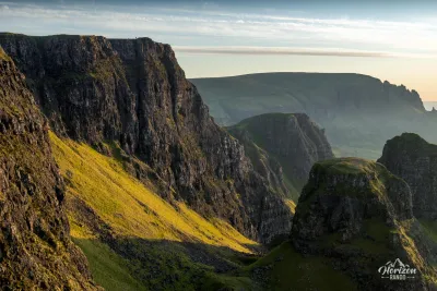 Bioda Buidhe on the left - One person at the top for the scale Bioda Buidhe on the left - One person at the top for the scale