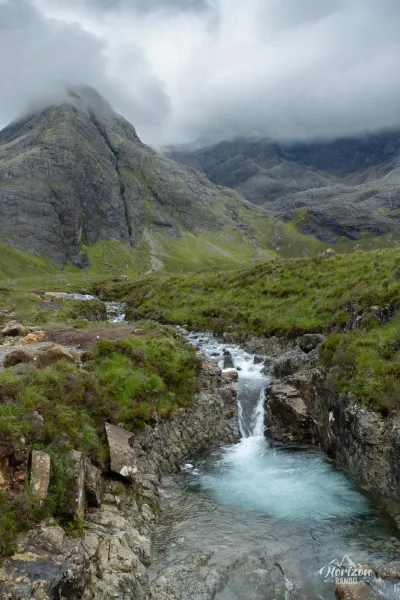 Fairy pools waterfalls in front of the magnificent Sgurr An Fheadain Fairy pools waterfalls in front of the magnificent Sgurr An Fheadain