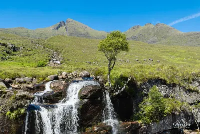 Waterfall, Sgùrr Mhòr and Horns of Alligin Waterfall, Sgùrr Mhòr and Horns of Alligin