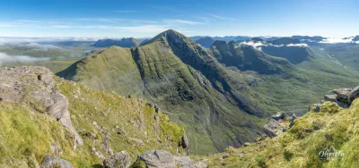 Panorama of Beinn Alligin: Sgùrr Mhòr and the three Horns of Alligin Panorama of Beinn Alligin: Sgùrr Mhòr and the three Horns of Alligin