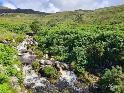Waterfalls during the ascent