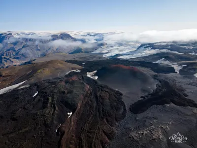 Móði and Magni in front of Myrdalsjökull (drone shot) Móði and Magni in front of Myrdalsjökull (drone shot)