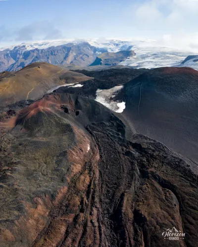 Móði and Magni in front of Myrdalsjökull (drone shot) Móði and Magni in front of Myrdalsjökull drone shot