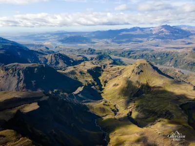 Thórsmörk valley (drone shot) Thórsmörk valley