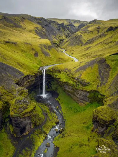 Kvernufoss waterfall (drone shot) Kvernufoss waterfall (drone shot)