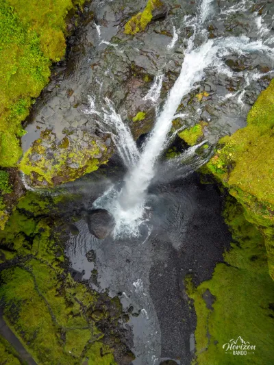 Kvernufoss waterfall (drone shot) Kvernufoss waterfall (drone shot)