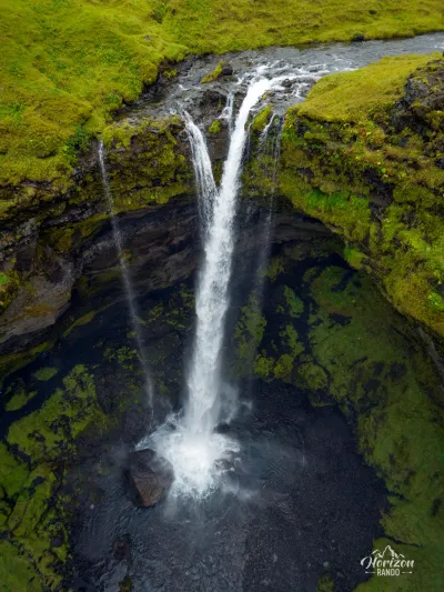 Kvernufoss waterfall (drone shot) Kvernufoss waterfall (drone shot)