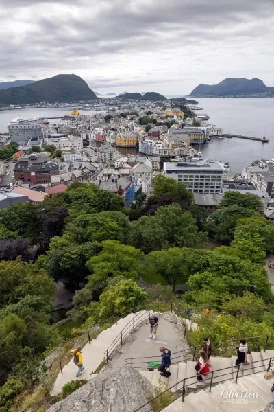 View of Ålesund during the ascent View of Ålesund during the ascent