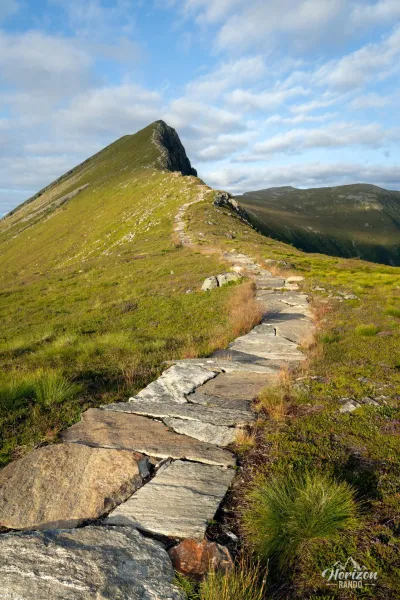 The stone staircase runs along the entire ridge of Rørsethornet The stone staircase runs along the entire ridge of Rørsethornet