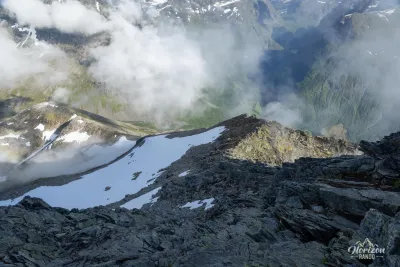 Technical and aerial section at the summit of Slogen