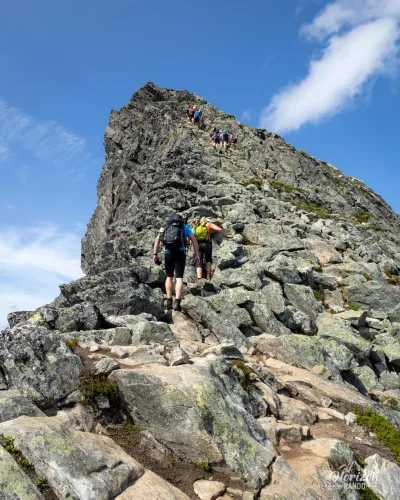 Ascent of Mjolvafjellet (1,216 m), the most technical part of the ridge Ascent of Mjolvafjellet (1,216 m), the most technical part of the ridge