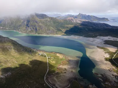 Flakstadpollen bay from the summit Flakstadpollen bay from the summit