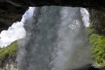 Walking behind the waterfall Walking behind the waterfall
