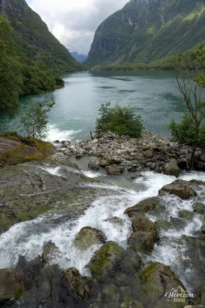 Waterfall feeding Bondhusvatnet Lake Waterfall feeding Bondhusvatnet Lake