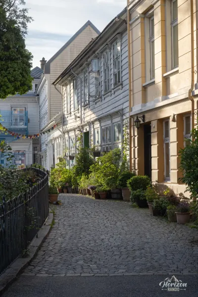 Many charming narrow streets in Bergen Many charming narrow streets in Bergen
