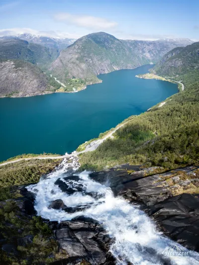 Langfoss and Åkrafjord (drone view) Langfoss and Åkrafjord (drone view)