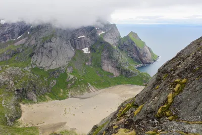 Bunes beach from Brunakseltinden Bunes beach from Brunakseltinden