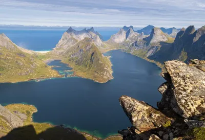 Forsfjorden and Kjerkfjorden from Helvete summit Forsfjorden and Kjerkfjorden from Helvete summit