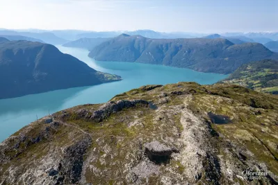 Lustrafjord, east (drone shot) Lustrafjord, east (drone shot)