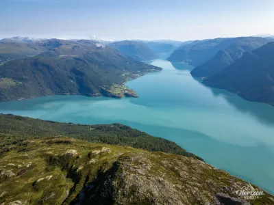 Lustrafjord, north (drone shot) Lustrafjord, north (drone shot)