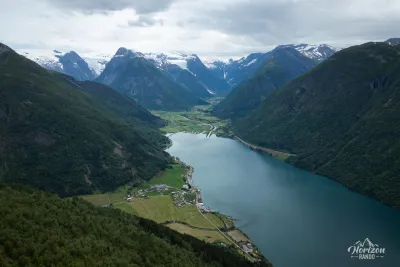 Fjærlandsfjord and the Jostedalsbreen glacier (drone shot) Fjærlandsfjord and the Jostedalsbreen glacier (drone shot)