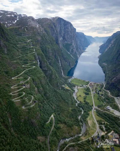The road leading to Lysebotn (drone shot). The road leading to Lysebotn (drone shot).