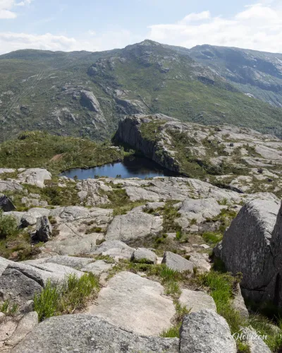 Trail on rocky slabs Trail on rocky slabs