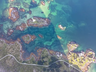 Turquoise waters on the coast (drone shot) Turquoise waters on the coast (drone shot)