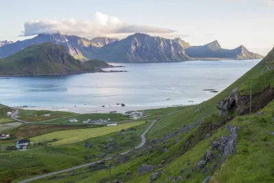 Haukland village and beach Haukland village and beach
