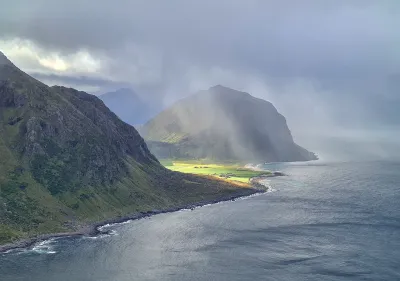 Utakleiv village and beach Utakleiv village and beach