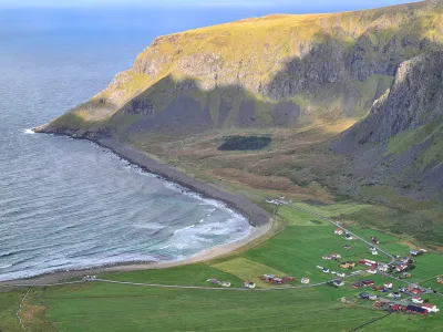 Unstad village and beach Unstad village and beach