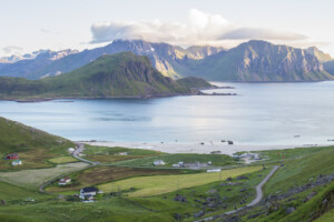 Haukland village and beach Haukland village and beach