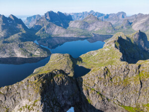 Lake Solbjørnvatnet and southern Moskenesøya island (drone shot) Lake Solbjørnvatnet and southern Moskenesøya island (drone shot)