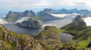 Panorama of Lake Solbjørnvatnet on a cloudy day Panorama of Lake Solbjørnvatnet on a cloudy day
