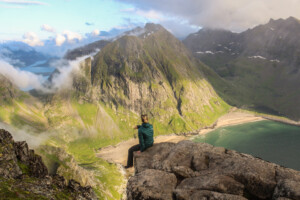 Kvalvika beach from Ryten summit Kvalvika beach from Ryten summit