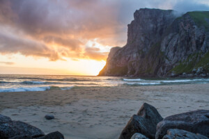 Ryten summit from Kvalvika beach Ryten summit from Kvalvika beach