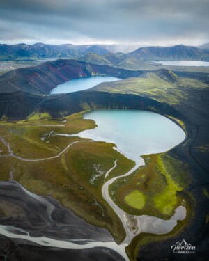 Ljótipollur lake (lsecond lake, drone shot) Ljótipollur lake drone shot