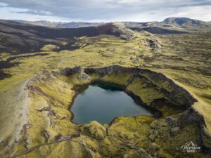 Tjarnargígur crater (drone shot) Tjarnargígur crater drone