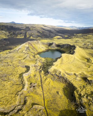Tjarnargígur crater (drone shot) Tjarnargígur crater drone shot