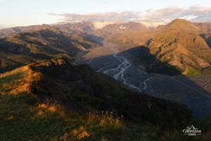 Thórsmörk valley from the summit of Valahnúkur Thórsmörk valley from the summit of Valahnúkur