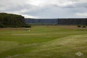 Golf course inside the Ásbyrgi canyon Golf course inside the Ásbyrgi canyon