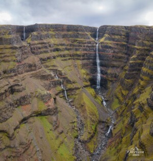 Strútsfoss (drone view) Strútsfoss (drone view)